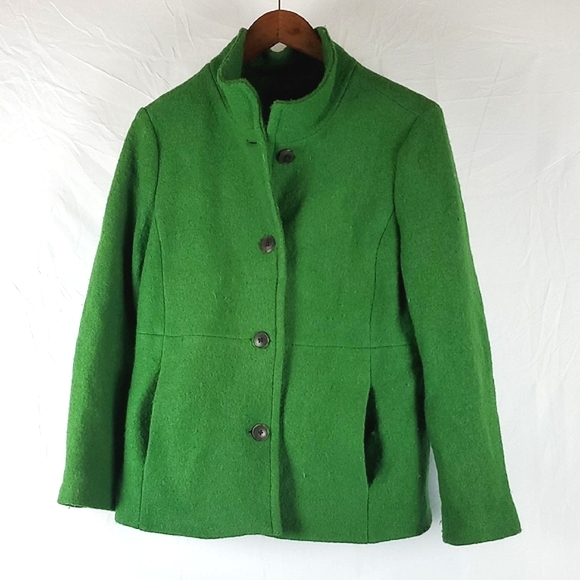 Lands' End Jackets & Blazers - Lands' End Vibrant Green Pea Coat